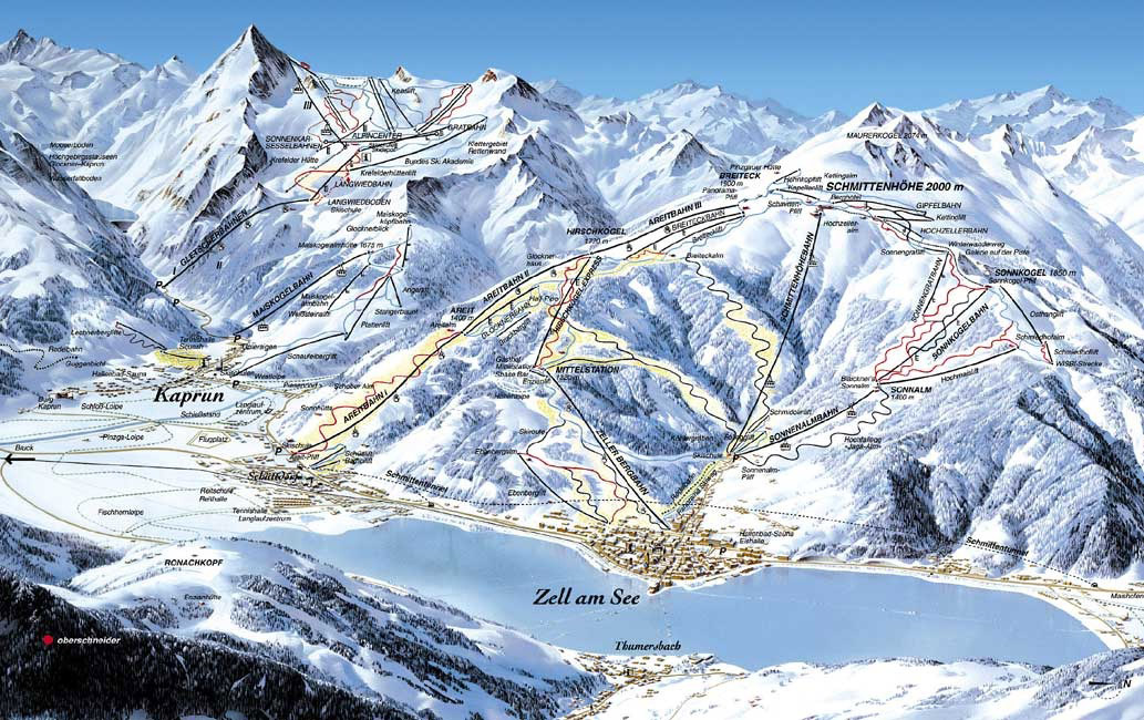 Carte des pistes de la station de ski de Kaprun